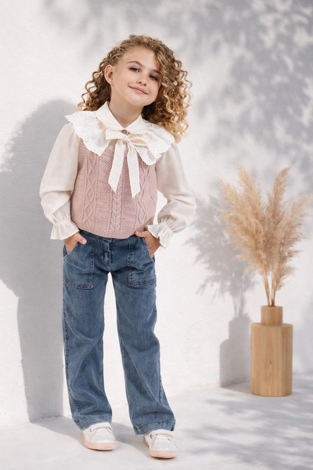 Girl Denim & Vest Set